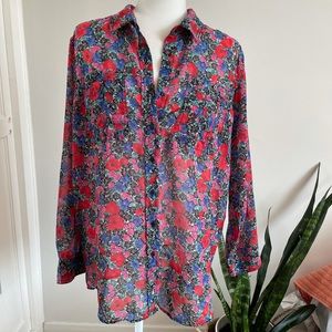 UO Staring at Stars Floral Boyfriend Style Shirt